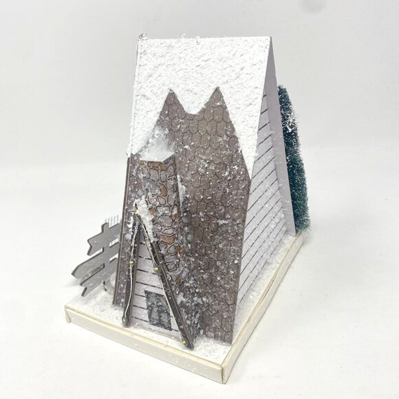 Target Wondershop Lit Paper Ski Lodge Bottle Brush Trees Christmas Village - Picture 4 of 9